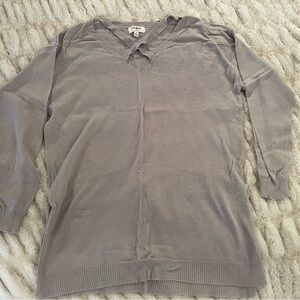 Umgee Women's V-Neck Sweater - Light Gray